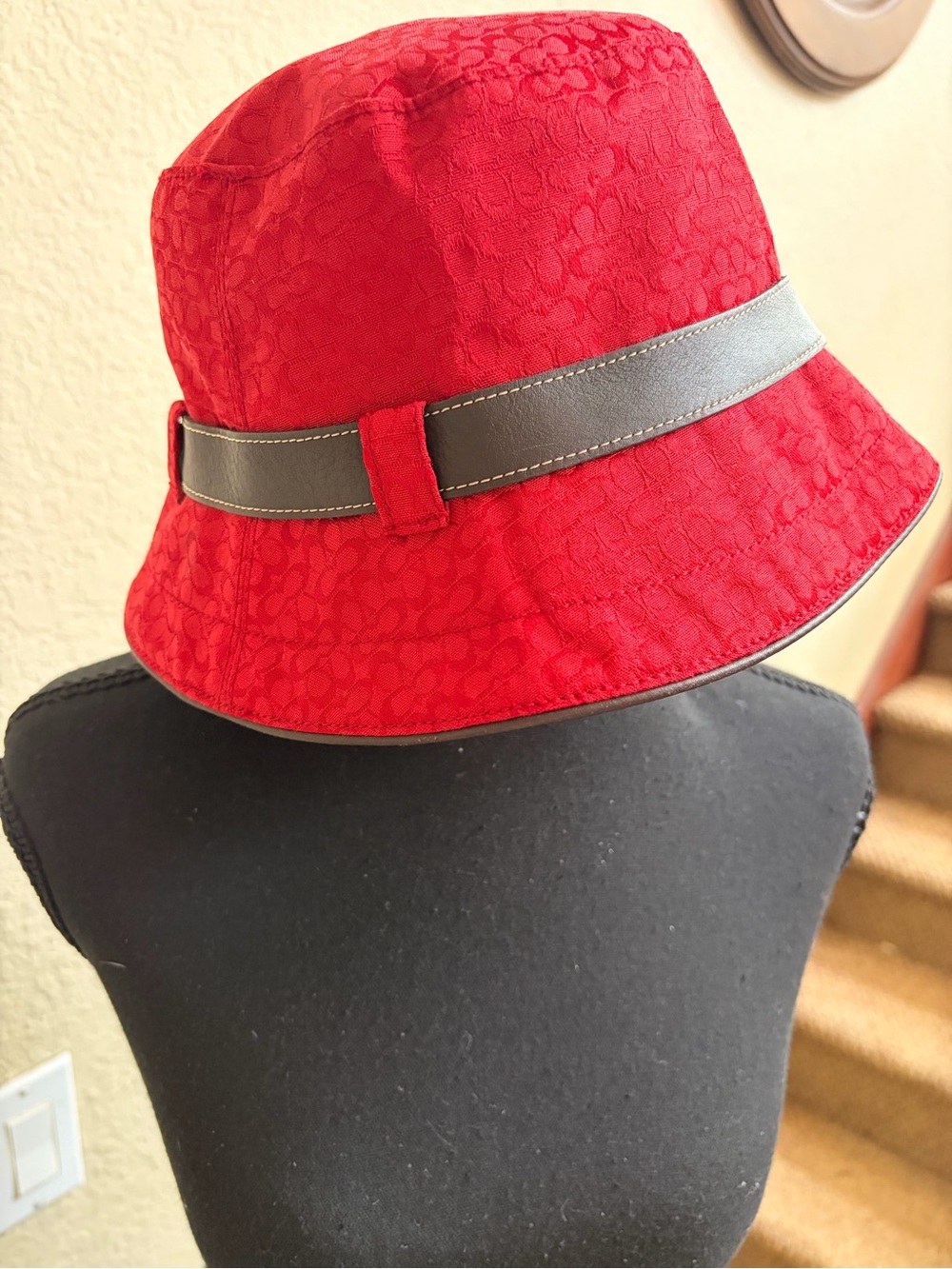 Coach Brown Quilted Satin-Lined Hat Interior